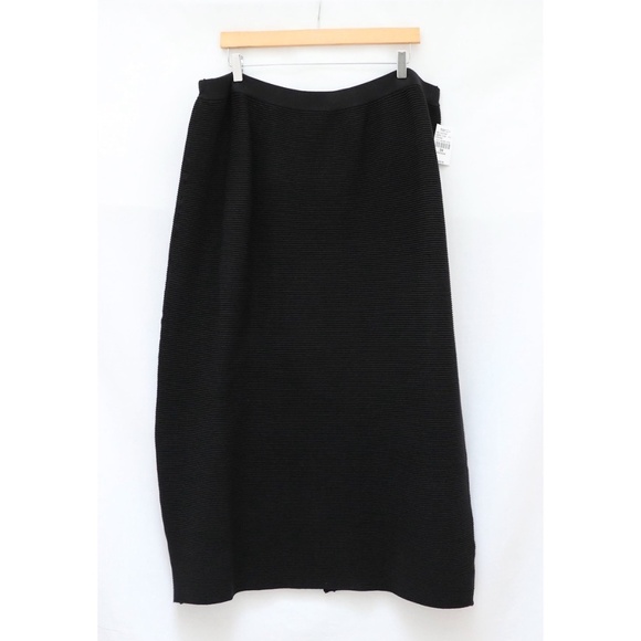 NWT Toni T column black midi skirt ribbed knit warm winter fall plus size 3X new - Picture 2 of 8